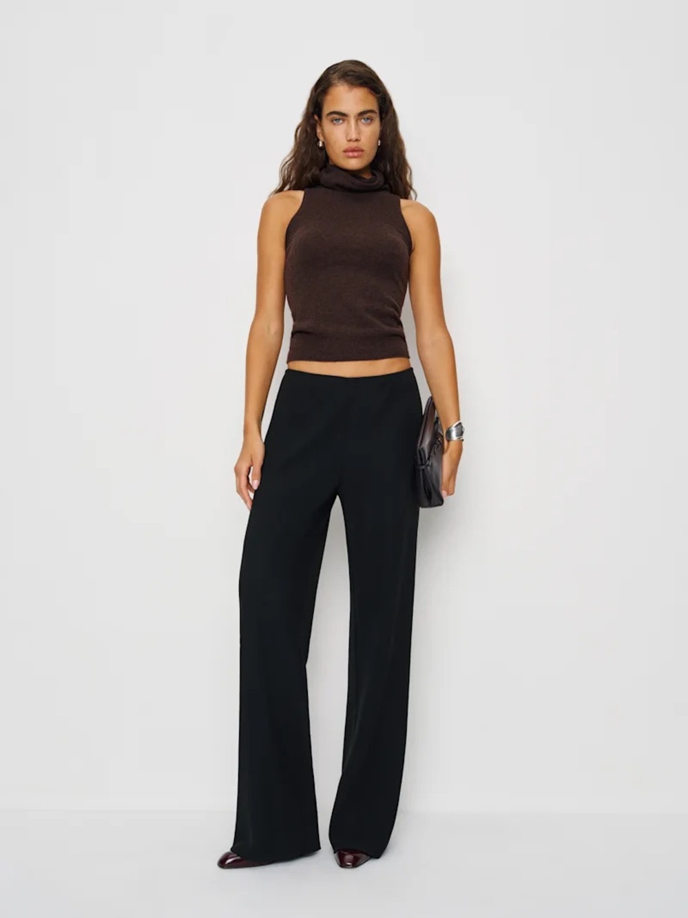 Reformation Mid Rise Gale Bias Pant Size XS Black